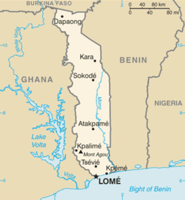 Kart over Republikken Togo