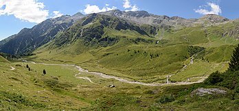 Pradaria alpina Tauscherböden no vale do Tauern perto de Mallnitz, Parque Nacional dos Alpes Tauern, Caríntia, Áustria. (definição 10 344 × 4 834)