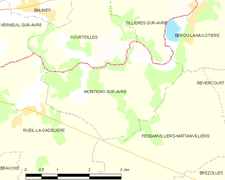 Carte de la commune de Montigny-sur-Avre.