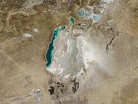 Burza pyłowa nad pustynią Aral-kum w marcu 2010 roku