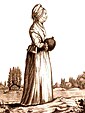 Thérèse Levasseur als Witwe vor dem Grab Rousseaus