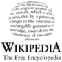 Wikipedia logo displaying the name "Wikipedia" and its slogan: "The Free Encyclopedia" below it, in English