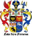 Wappen Ostfrieslands mit blauen und roten Helmdecken
