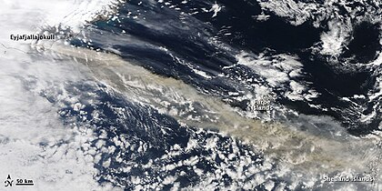 Ash plume over the North Atlantic, April 15, 2010