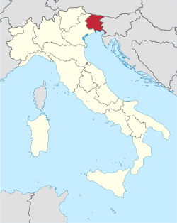 Местоположение на Фриули – Венеция Джулия в Италия