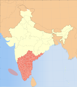 దక్షిణ భారతదేశంలోని రాష్ట్రాలు, కేంద్రపాలిత ప్రాంతాల పటం