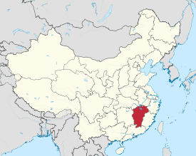 চীনের মানচিত্রে Jiangxi Province-এর অবস্থান দেখানো হচ্ছে