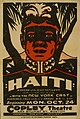 1938 : Haïti. Le drame du Napoléon noir par William Du Bois. Affiche pour la présentation de « Haïti » au Théâtre Copley, 463 Stuart Street, Boston, Massachusetts, montrant un portrait en buste de Toussaint Louverture.