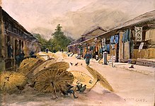 『雨後の傘干し』(c. 1889) 水彩.郡山市立美術館(蔵)