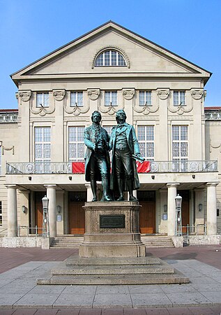 Weimar : monumant en enor d'ar skrivagnerien Johann Wolfgang von Goethe ha Friedrich Schiller