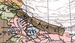 १८६५ मा, नेपाल अधिराज्यको नक्सा