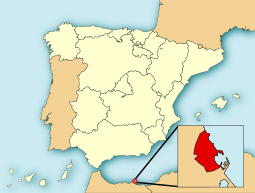 Ligging van Melilla Mřič / Mlilt in Spanje