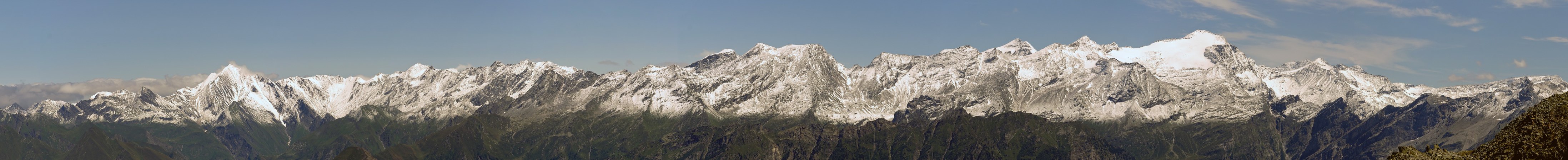 Val di Blenio side with mountain Adula, from Piz Terri