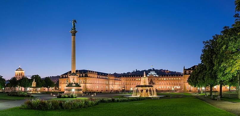 Schlossplatz Stuttgart before dawn.