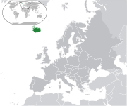 Mapa da Islândia na Europa