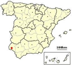 شهر هوئلبا بر نقشه اسپانیا