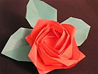 Kawasaki rose using the twist fold devised by Toshikazu Kawasaki. The calyx|sepal|calyx is made separately.