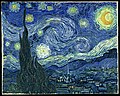 Starry Night by Vincent van Gogh (1889) features orange stars and an orange moon.