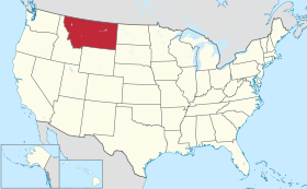 Karta SAD-a s istaknutom saveznom državom Montana