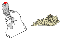 Location of Dayton in Campbell County, Kentucky.