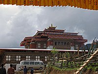 A view of the Gangteng Monastery from the road