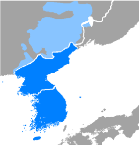 Mapa rozšíření korejských jazyků