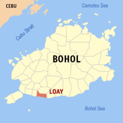 Mapa de Bohol con Loay resaltado