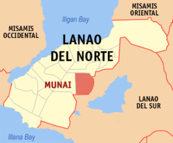 Mapa de Lanao del Norte con Munai resaltado