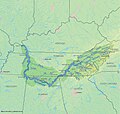 Nashville en mapa del río Tennessee.