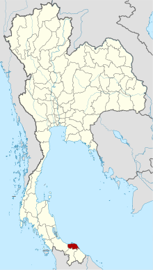 Peta Provinsi Pattani (warna merah) di Thailand