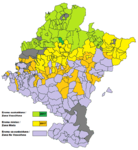Kommuner i de baskiskspråkiga, blandade och spanskspråkiga zonerna i Navarra
