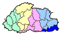 Locatie van het district Samdrup Jongkhar in Bhutan