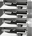 H&K P7のスライド後退。銃身が固定されているため、銃口の位置が動いていない