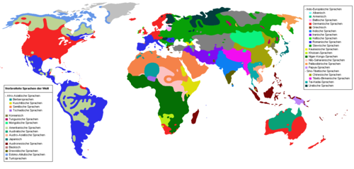Karte mit den Sprachen der Welt