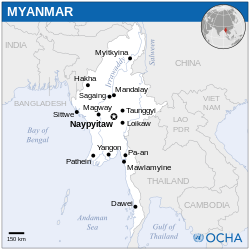 Location of میانمار