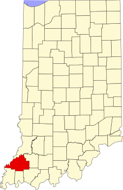 map of Indiana highlighting Gibson County