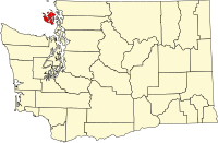 Map of Washington highlighting San Juan County