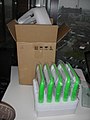 One Laptop per Child (OLPC): Five OLPCs in a shipping box
