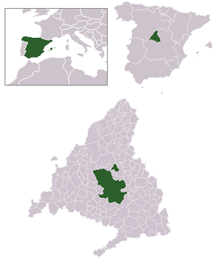 Localizarea Madridului în cadrul fiecărui unități administrative