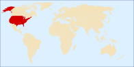 نقشه‌ای نشان‌دهنده جایگاه ایالات متحده آمریکا در نقشه