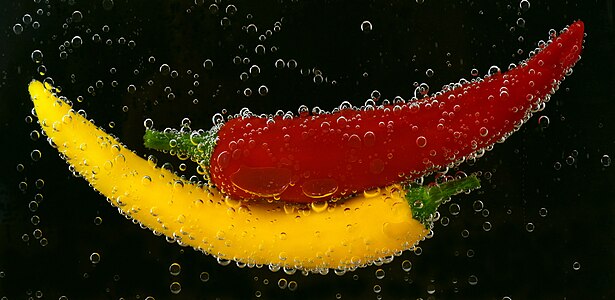 "Peppers_in_water.jpg" by User:Kiril Simeonovski