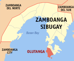 Mapa de Zamboanga Sibugay con Olutanga resaltado