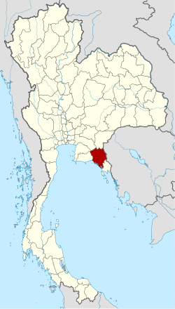 แผนที่ประเทศไทย จังหวัดจันทบุรีเน้นสีแดง
