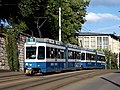 Deutsch: Ein Be 4/6 "Tram 2000" der Verkehrsbetriebe Zürich (VBZ) im Mühlebach-Quartier English: Be 4/6 "Tram 2000" in Mühlebach-Quartier between Kreuzplatz and Stadelhoferplatz