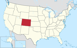 Peta Amerika Serikat dengan Colorado ditandai