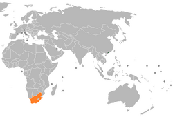 Map indicating locations of Hong Kong and South Africa