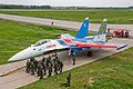 Sukhoi Su-35 accompanied by Russian Airborne Troops