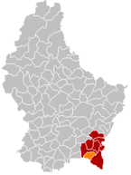 Lage von Bad Mondorf im Großherzogtum Luxemburg