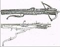 Internal mechanics illustration of a Balester hunting crossbow's self-spanning mechanism