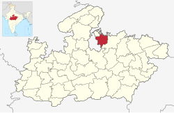 मध्यप्रदेश राज्यस्य मानचित्रे टीकमगढमण्डलम्